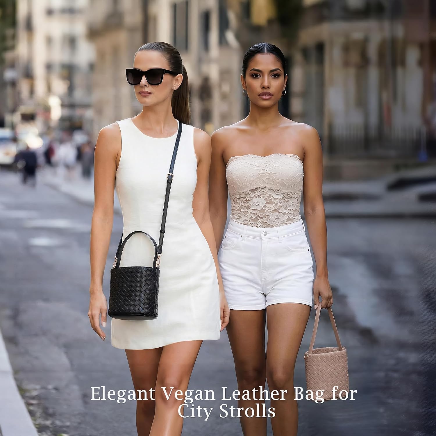 Woven Crossbody Bag for Women: Classic Handwoven Small Bucket Bag - Effortless Minimalist & Compact for Daily Wear
