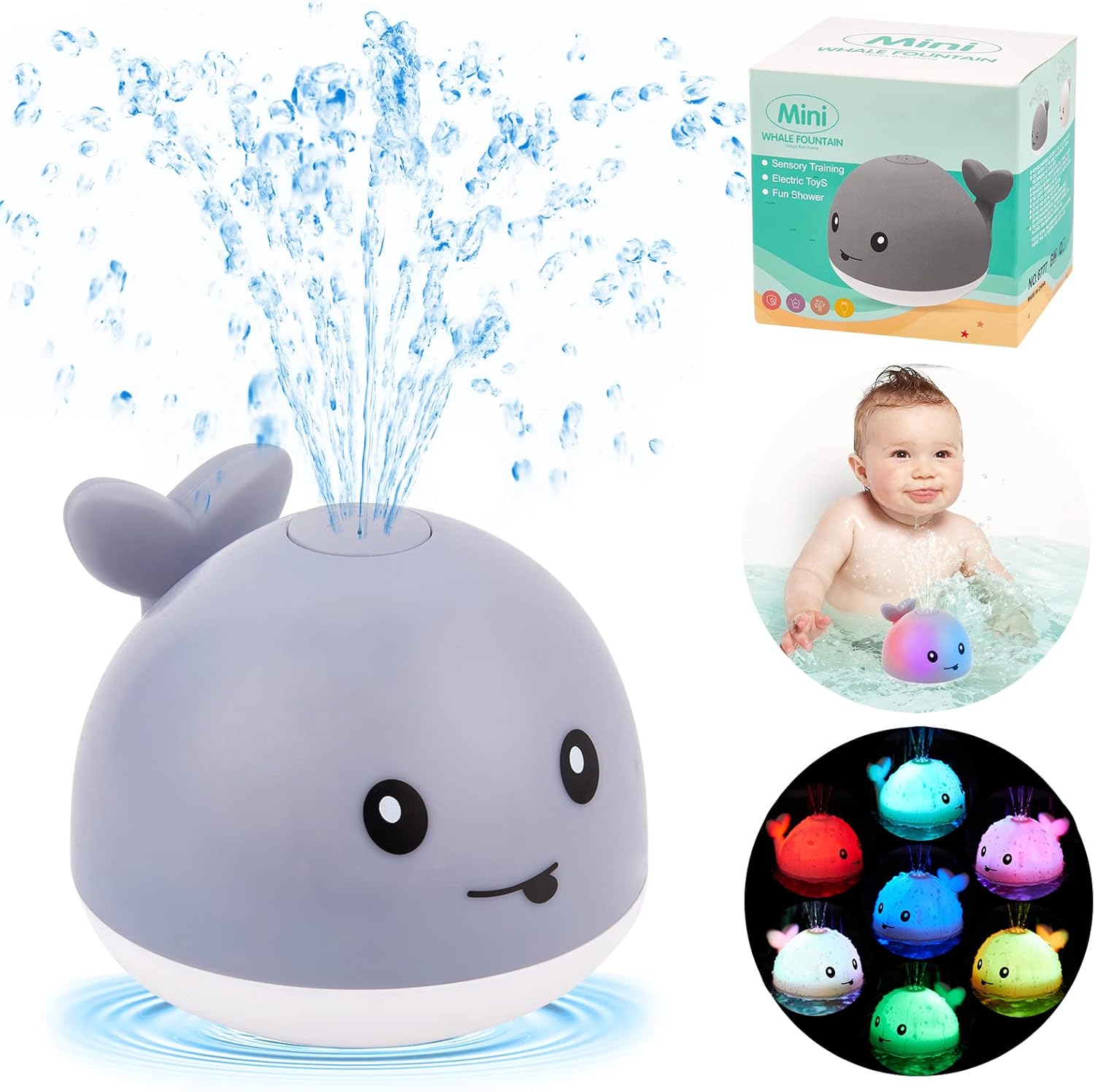 EYKOOW Whale Baby Bath Toy, Light Up Bath Toys for Kids