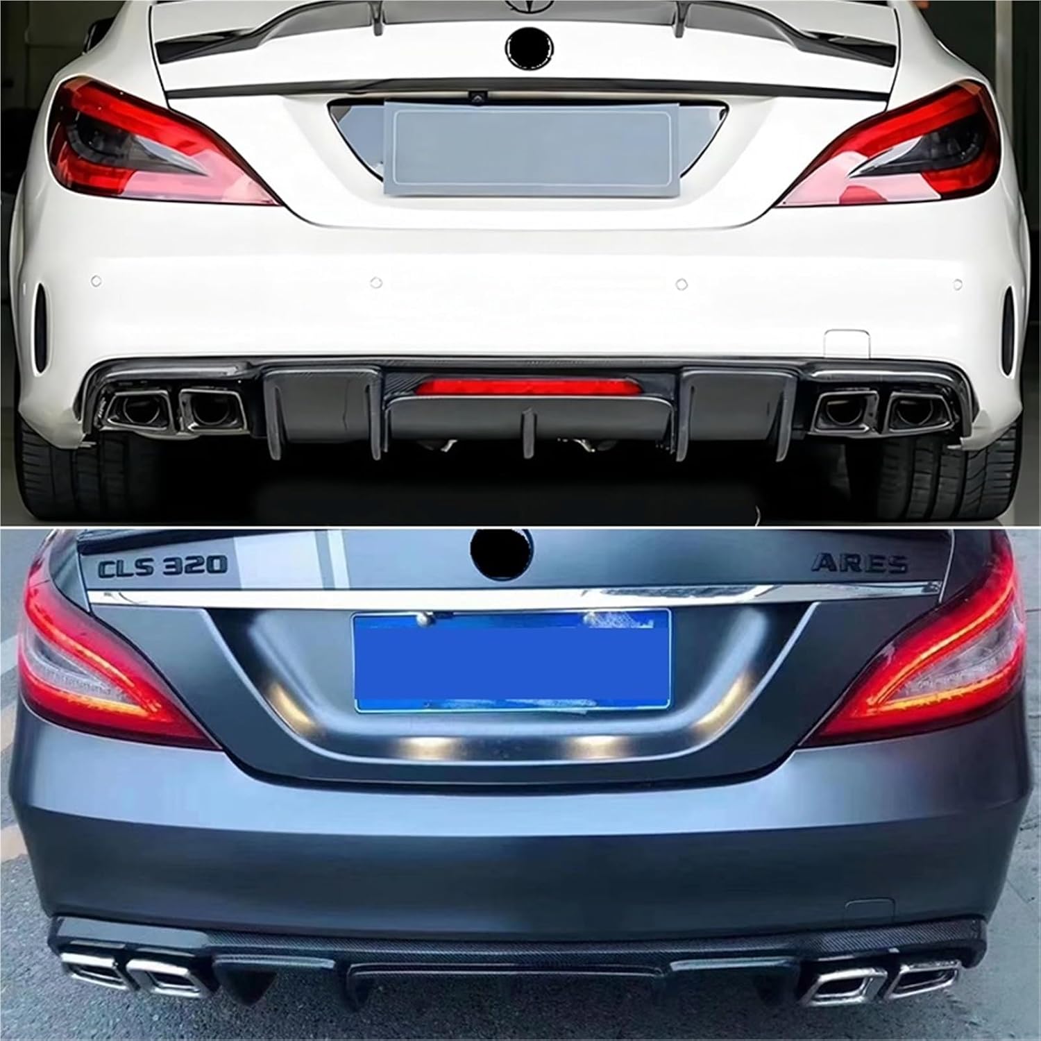 Compatible For 2011-2018 Mercedes-Benz CLS-Class W218 Exhaust Tip Upgrade CLS AMG 63 Quad Out Black Square Muffler Tip Nozzle(H Black)