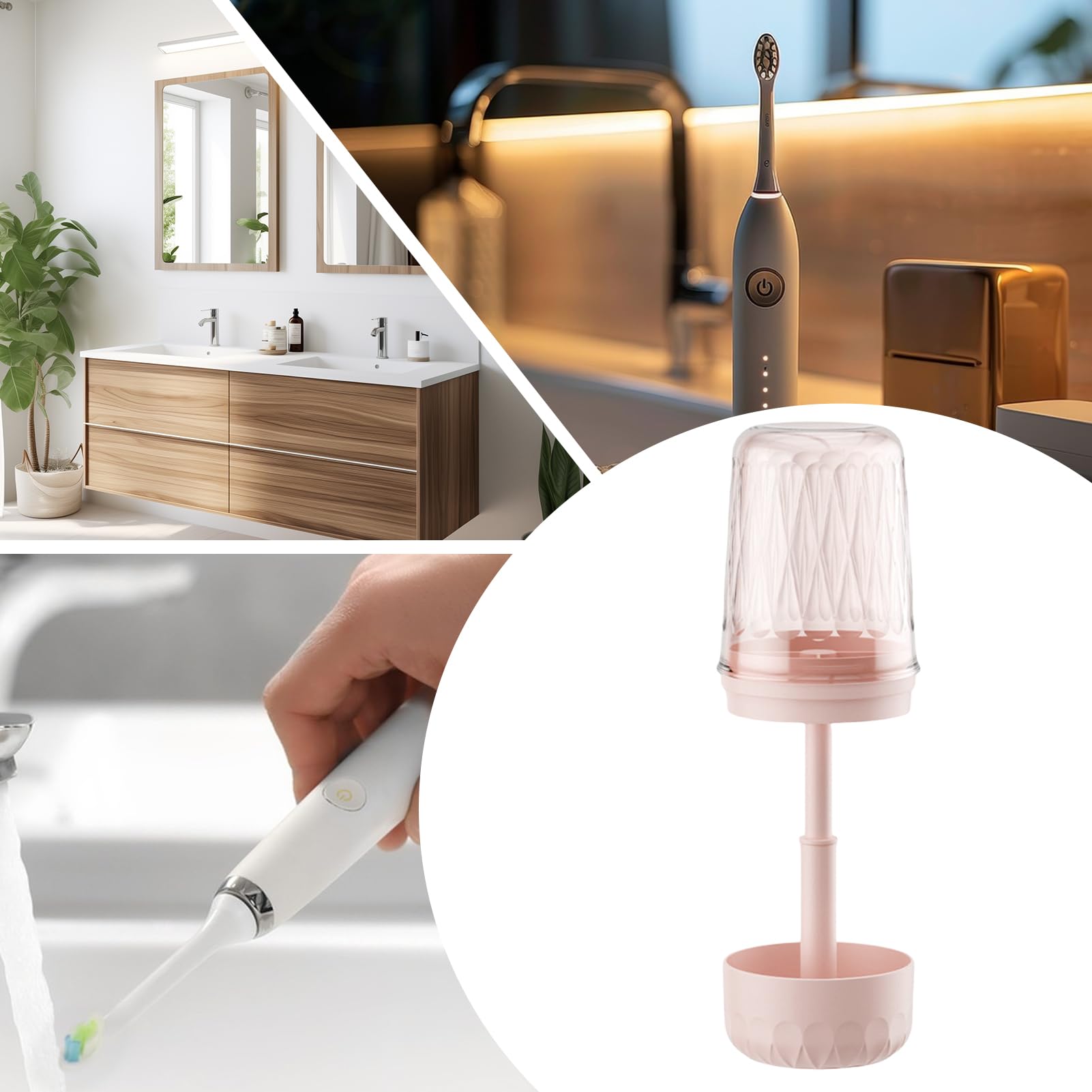 Estuche de Viaje para Cepillo de Dientes A Prueba de Polvo y Gran Capacidad | Soporte para cepillo eléctrico para encimera de baño para Hogar, Vacaciones, Familia, Estudiantes,