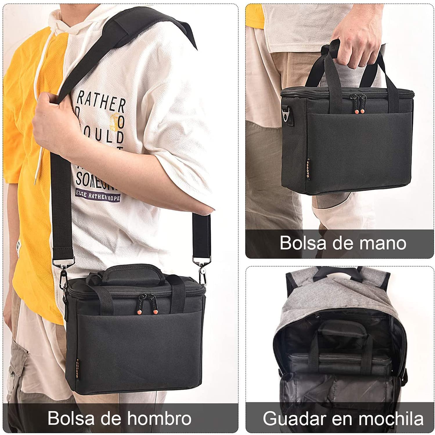 FOSOTO Bolsa Funda Cámara Réflex Digital DSLR SLR Antigolpe Impermeable de Hombro para 1 Cámara,1 ó 2 Lentes y Accesorios de Fotos para Canon 700D 1200D 600D, Nikon Sony a7 II a6400, Panasonic