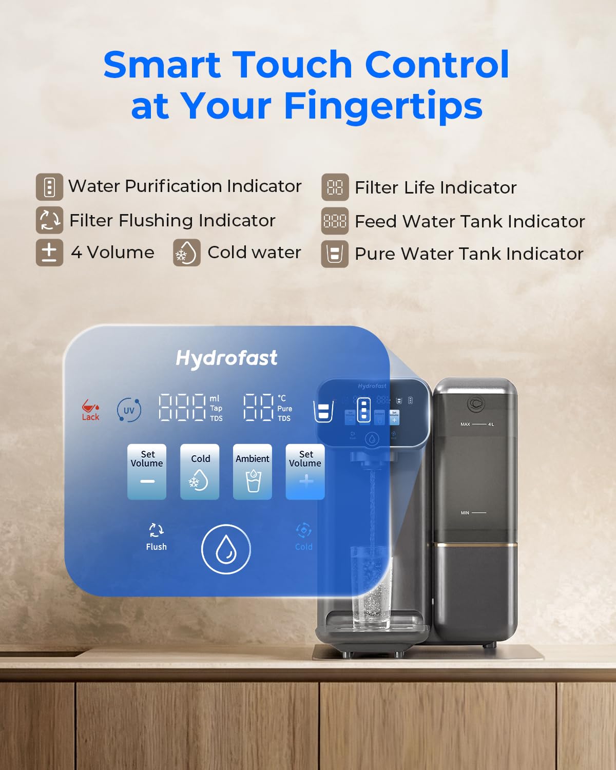 Cold Water Reverse Osmosis Water Filter Countertop, Remineralization & pH Balance UV 6 Stage RO Filtration System, Portable Water Purifier, 3:1 Pure to Drain, No Installation, C100 - Image 7