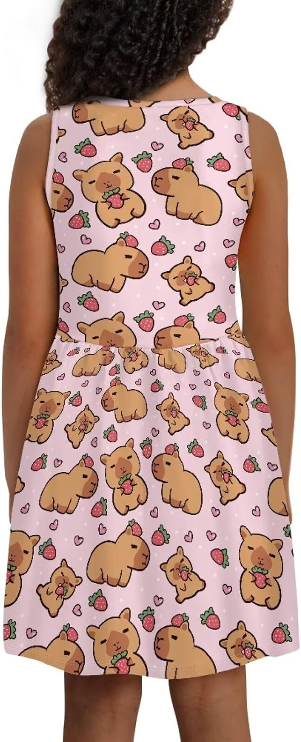 Girls Cute Summer Dresses 2-14Y Kids Mini Party Sun Dress Twirly Skater Dress Sleeveless Dress with Pockets - Image 6