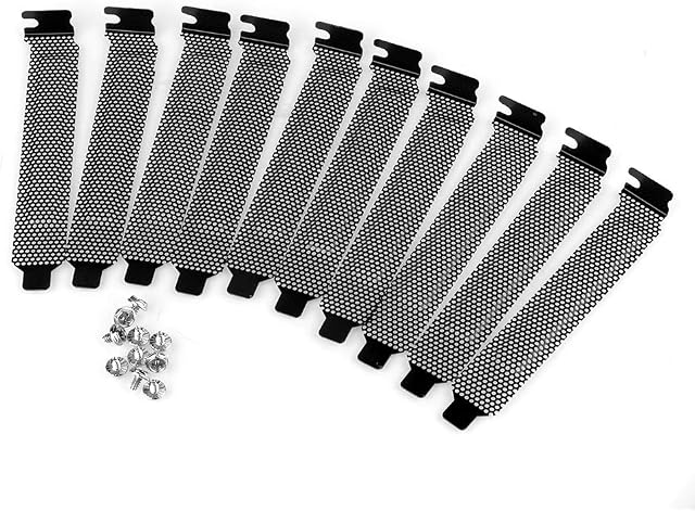 iYueMps 10Pack PCI Slot Cover 120mmx20mm Hard Steel Dust Filter Blanking Plate with Screws-Black