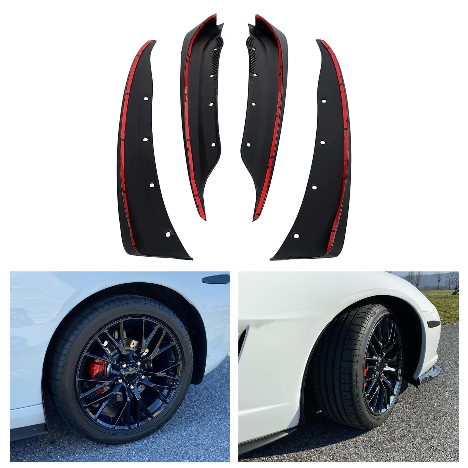 Photo 1 of ECOTRIC Mud Flap Splash Guards Compatible with 2005-2013 Chevy Chevrolet Corvette C6 Replacement for 19170234 Complete Set Black Molded Mudguards Front Rear Kit Driver