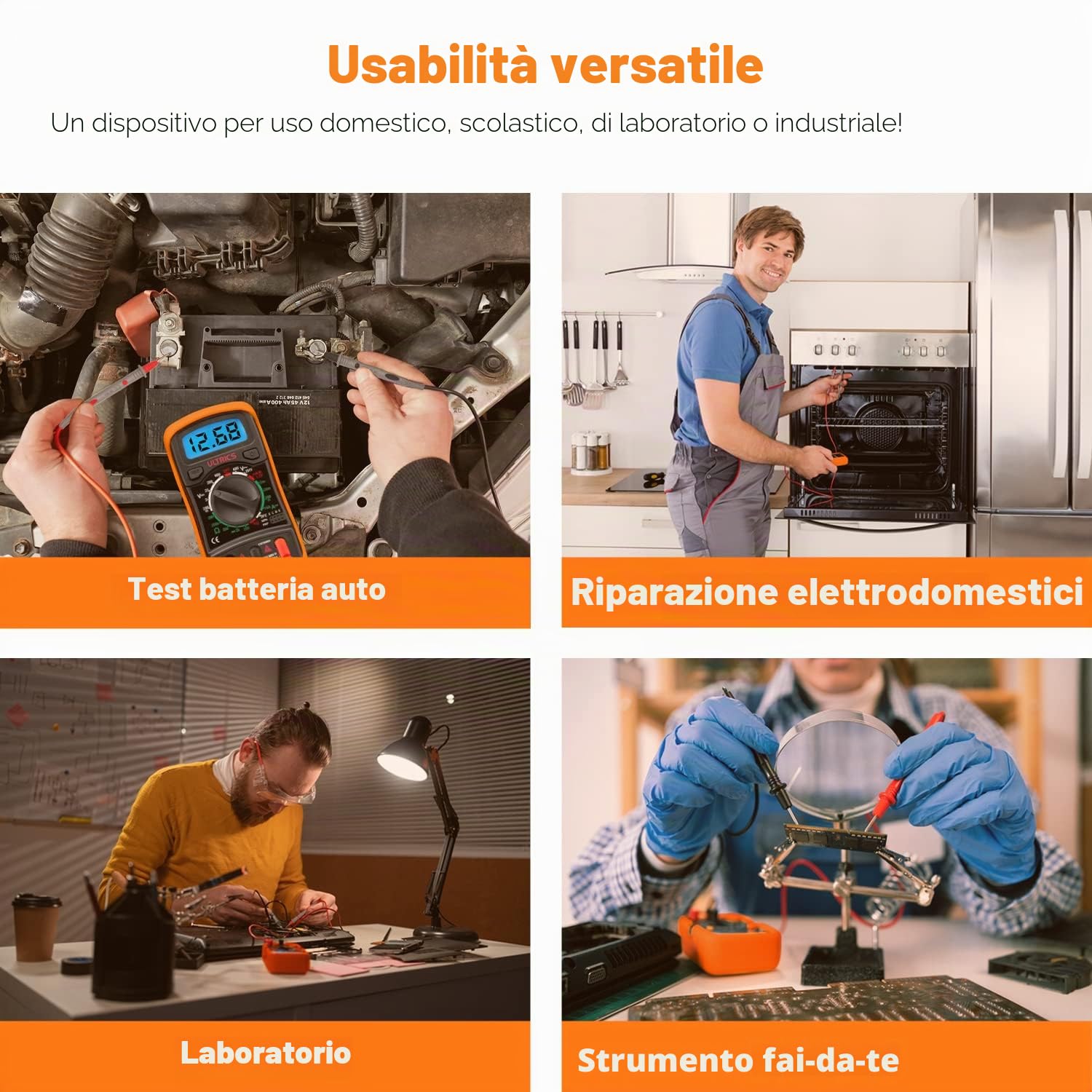 ULTRICS Multimetro Digitale, Professionale Amperometro Voltmetro Ohmmetro, Mini Portatile Multimeter Elettrico Amp Ohm Volt DC/AC Corrente Stroomweerstand, Schakeling, Diode, Elektrische Tester