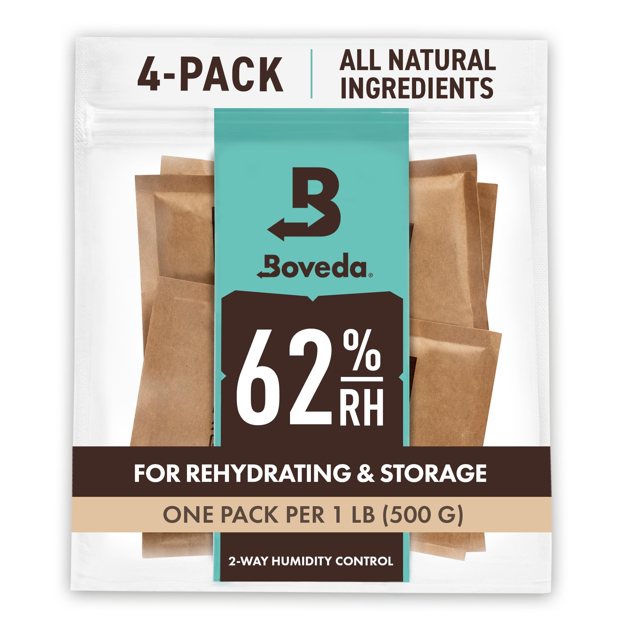 Boveda 62% Humidor Packets - 2 Way Humidity Control Packs - Size 67-4 Count Resealable Bag- Cigar Humidor Accessories - Bulk Humidity Packs - Relative Humidity Packs - Humidor Packet - Boveda Packs