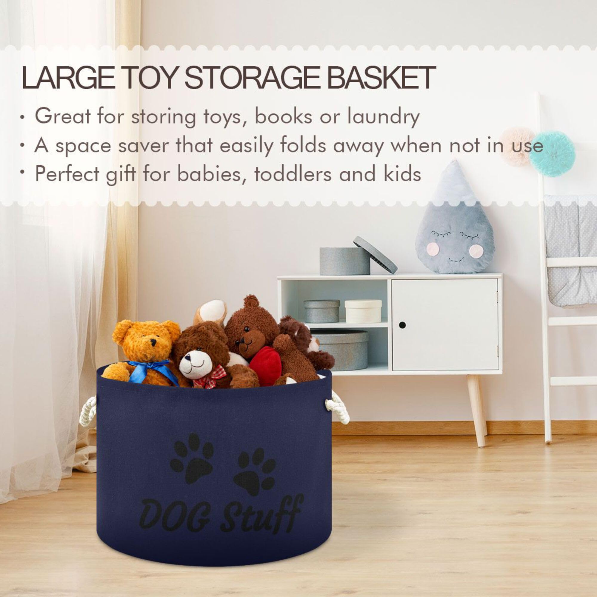 Amazon.com: UMIRIKO Navy Blue Dog Toy Storage Basket with Cotton Rope,Dog  Toy Box Chest,Toy Storage Organizer Bins for Small Dogs,Cats : Pet Supplies