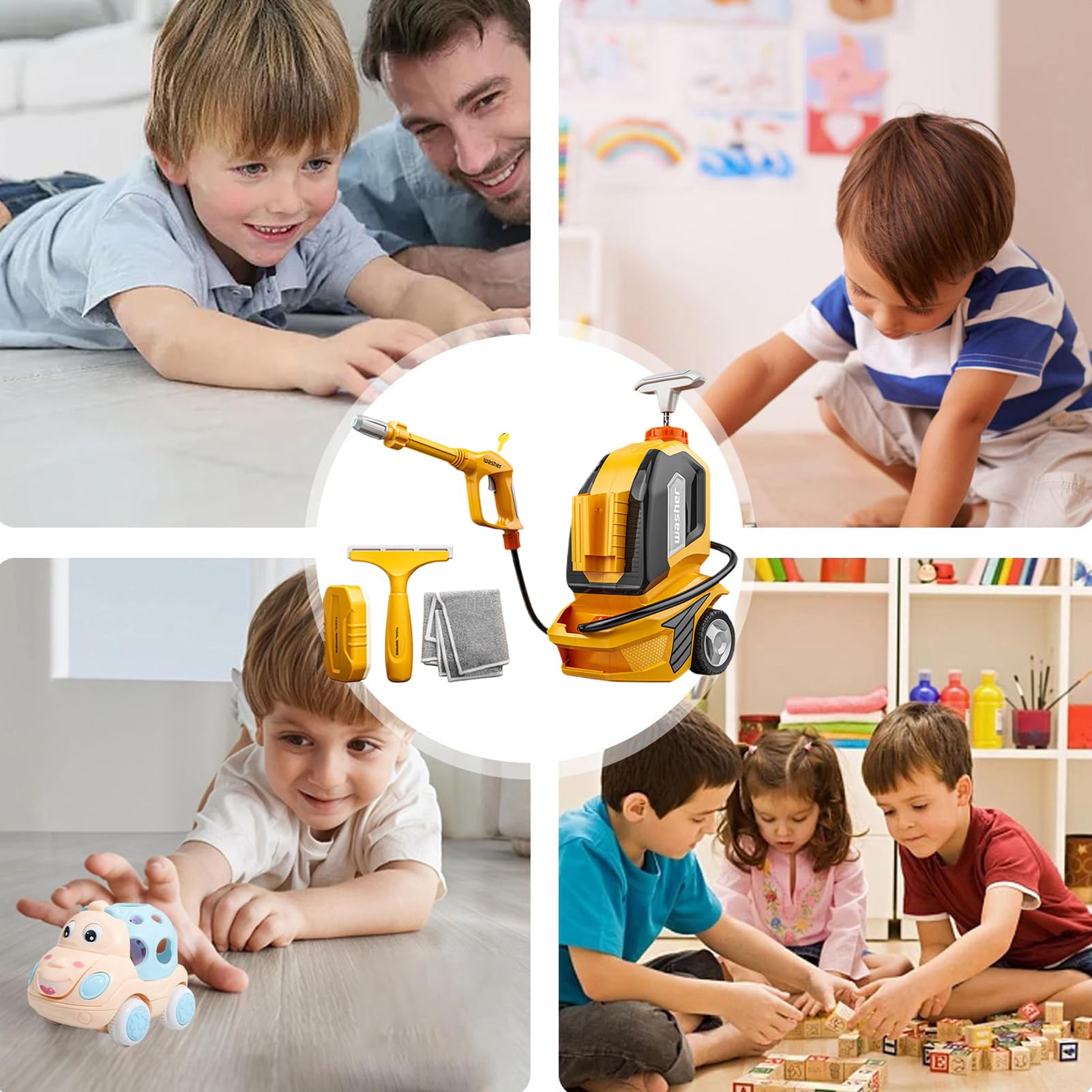 Jouet De Nettoyeur Haute Pression Pour Avec Mécanisme De Pulvérisation Et Design Authentique, Ensemble De Jeu Éducatif Pour L'entretien De La Voiture Pour L'intérieur Et L'extérieur | Appareil