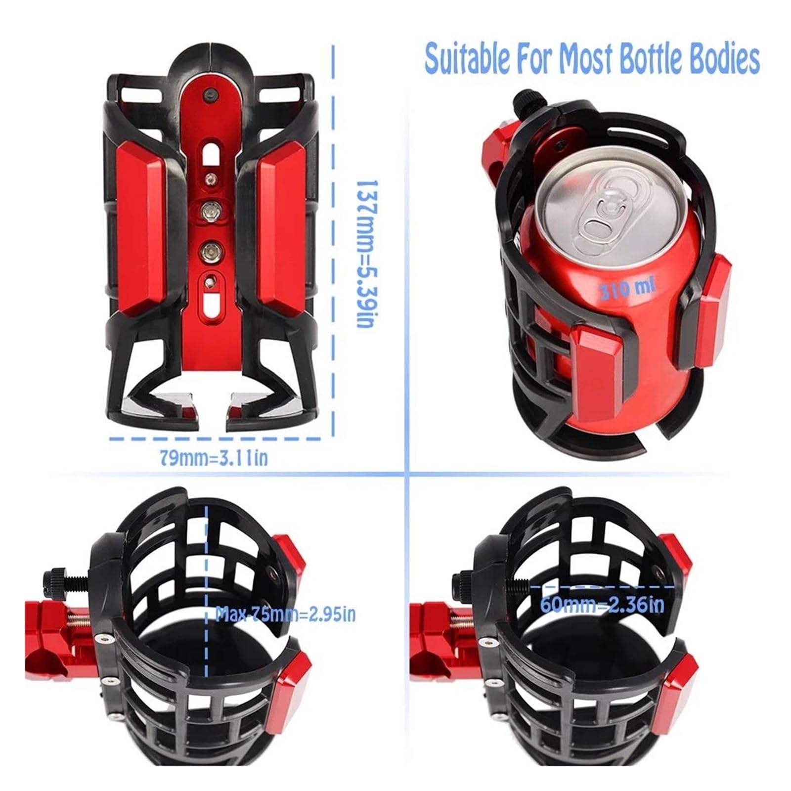 Portabidones Motocicleta para H PCX125 ADV350 ADV750 ADV160 ADV150. Portavasos para Bebidas, Botella De Agua Y Bebidas CNC para Motocicleta(Rojo)