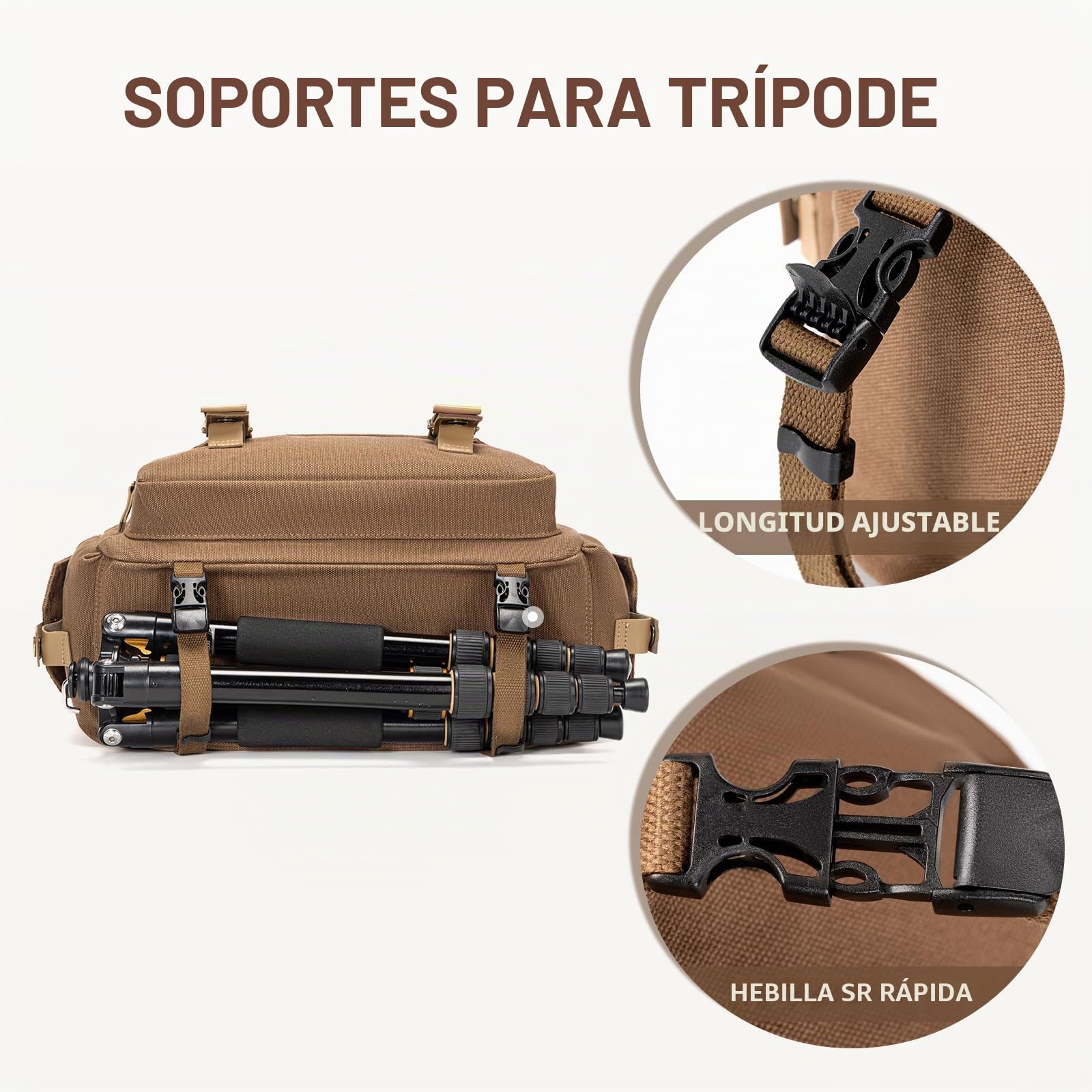 Luakug - Bolsa para cámara réflex, Bolsa de Hombro para cámara con Material Impermeable y Acolchado Desmontable, Compatible con cámaras réflex Canon Nikon Sony (marrón)