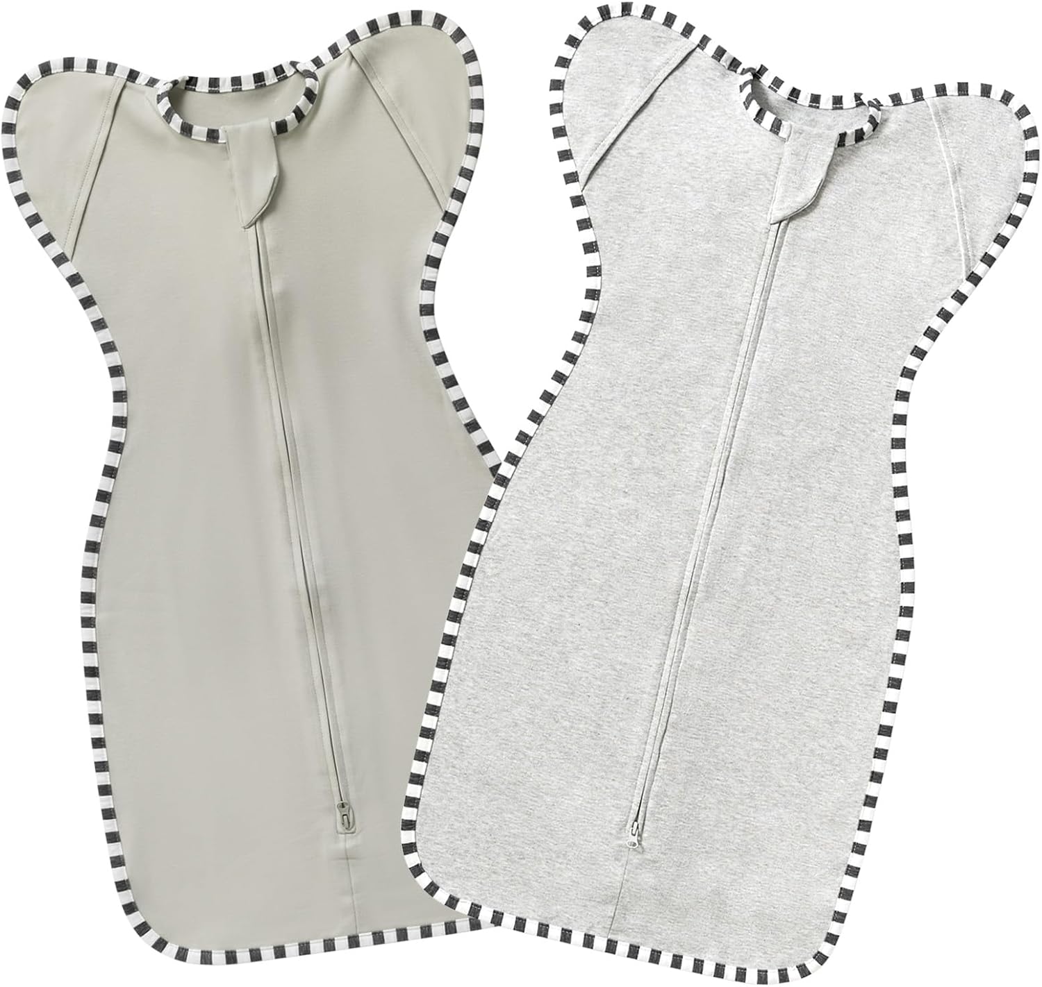 Swaddling Sleep Sack 2-Pack, 100% Cotton Newborn Wearable Blanket, Arms Up Design with 2-Way Zipper, Transitioning Breathable Swaddle (Dark Blue + Baby Blue, Medium 3-6 Months)