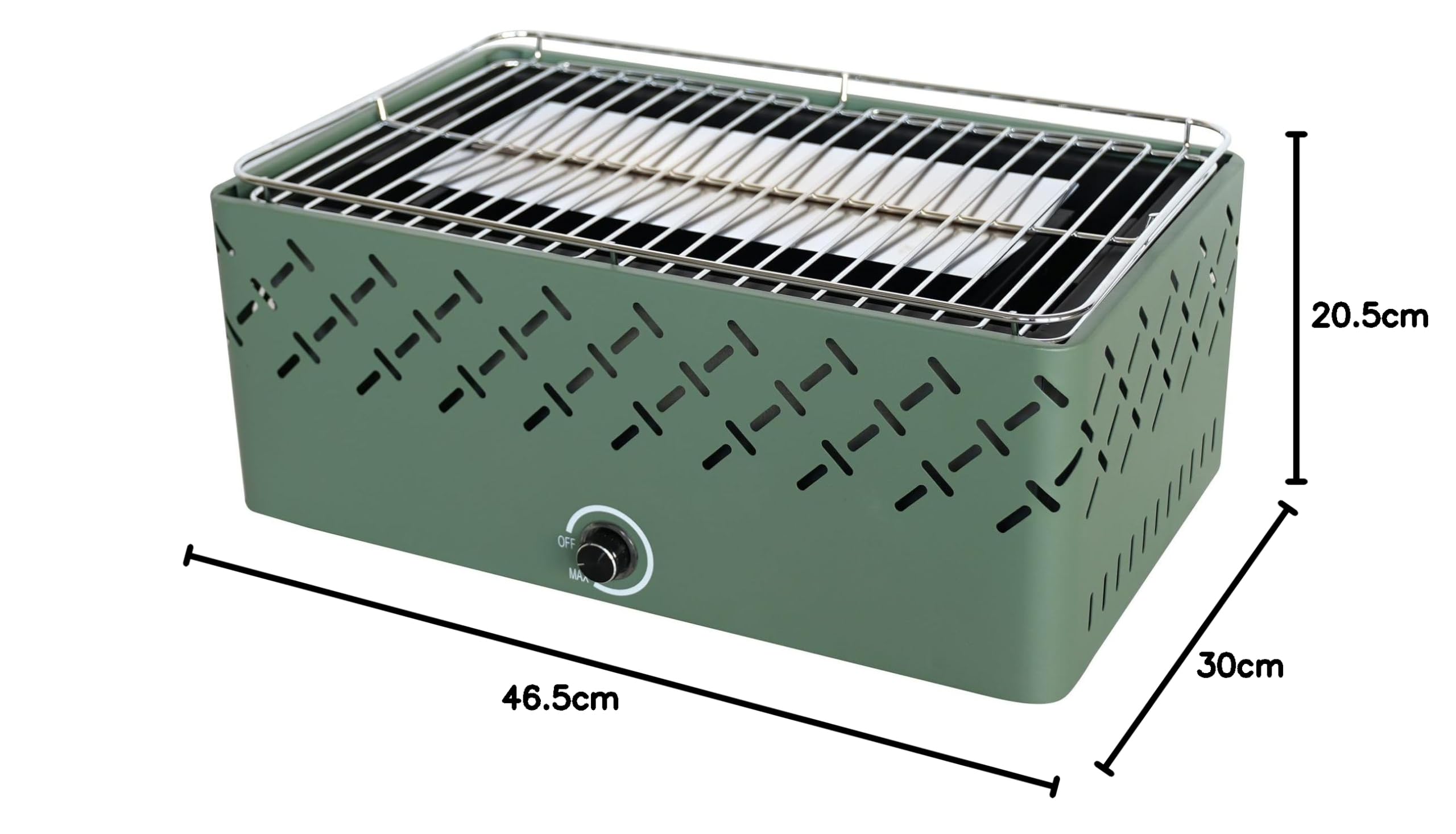 Livona K-BBQ : Barbecue Japonais/Coréen/Grillades/Portable/Camping – Sans Fumée (Charbon) – Grande Grille (45x27cm) – Système de Ventilation Ajustable - Chromé avec protection - Ventilateur.