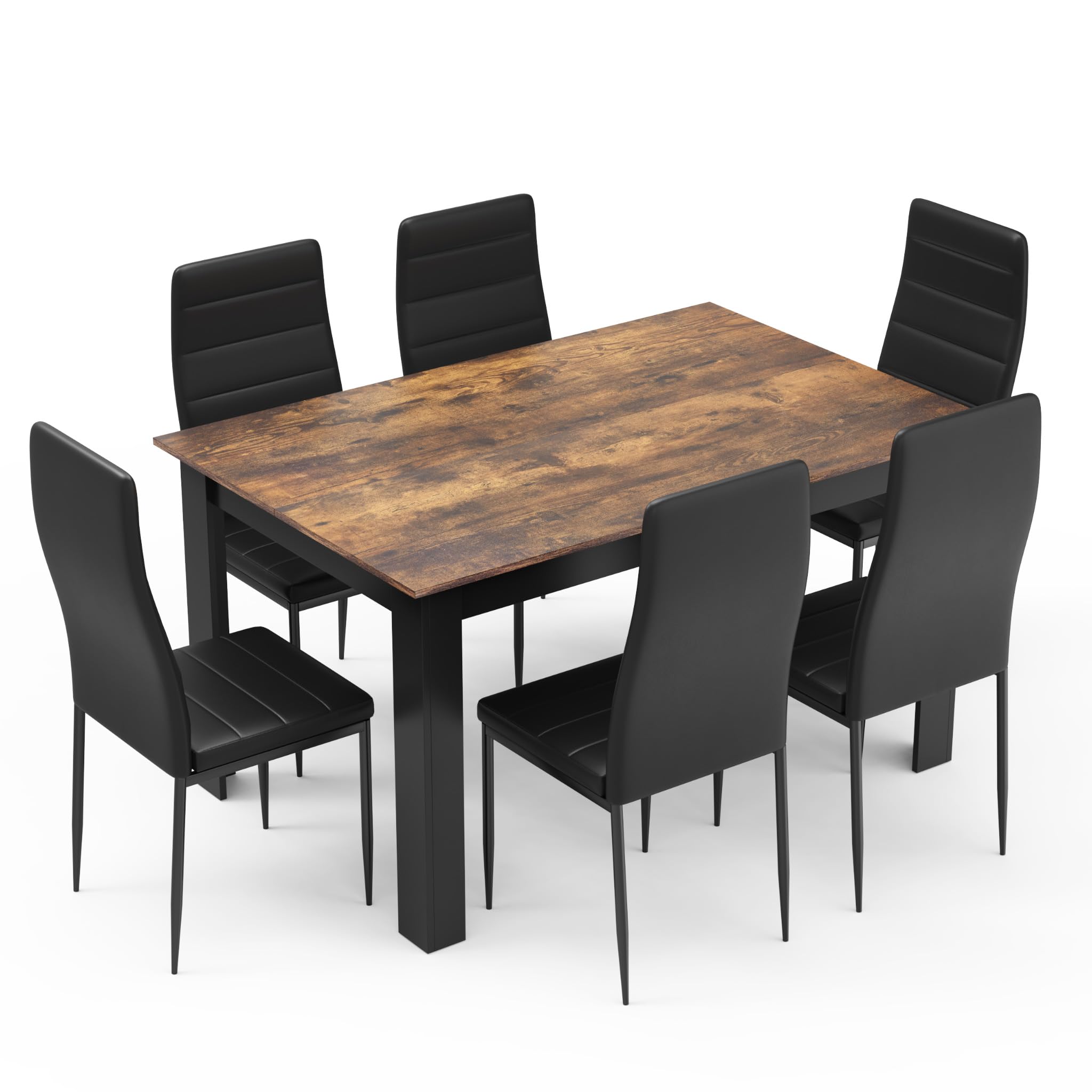 Mondeer Dining Table and Chairs Set 6, 138x90x75cm, for Kitchen Home Office