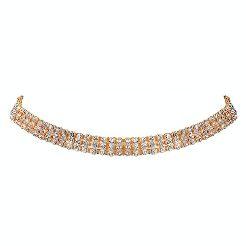 WomenSky Golden Brass Gold Polished Stone Fancy Ethnic Kamar Patta, Kamarband, Waist Chain with Adjustable Chain for Women and Girls