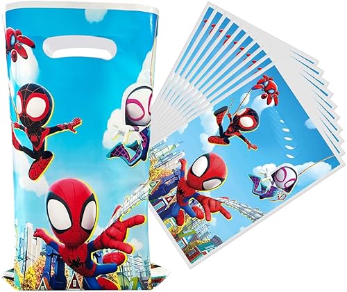 Zipits 30 bolsas de regalo de fiesta para Spidey y sus increíbles amigos, suministros de decoración de fiesta de arañas
