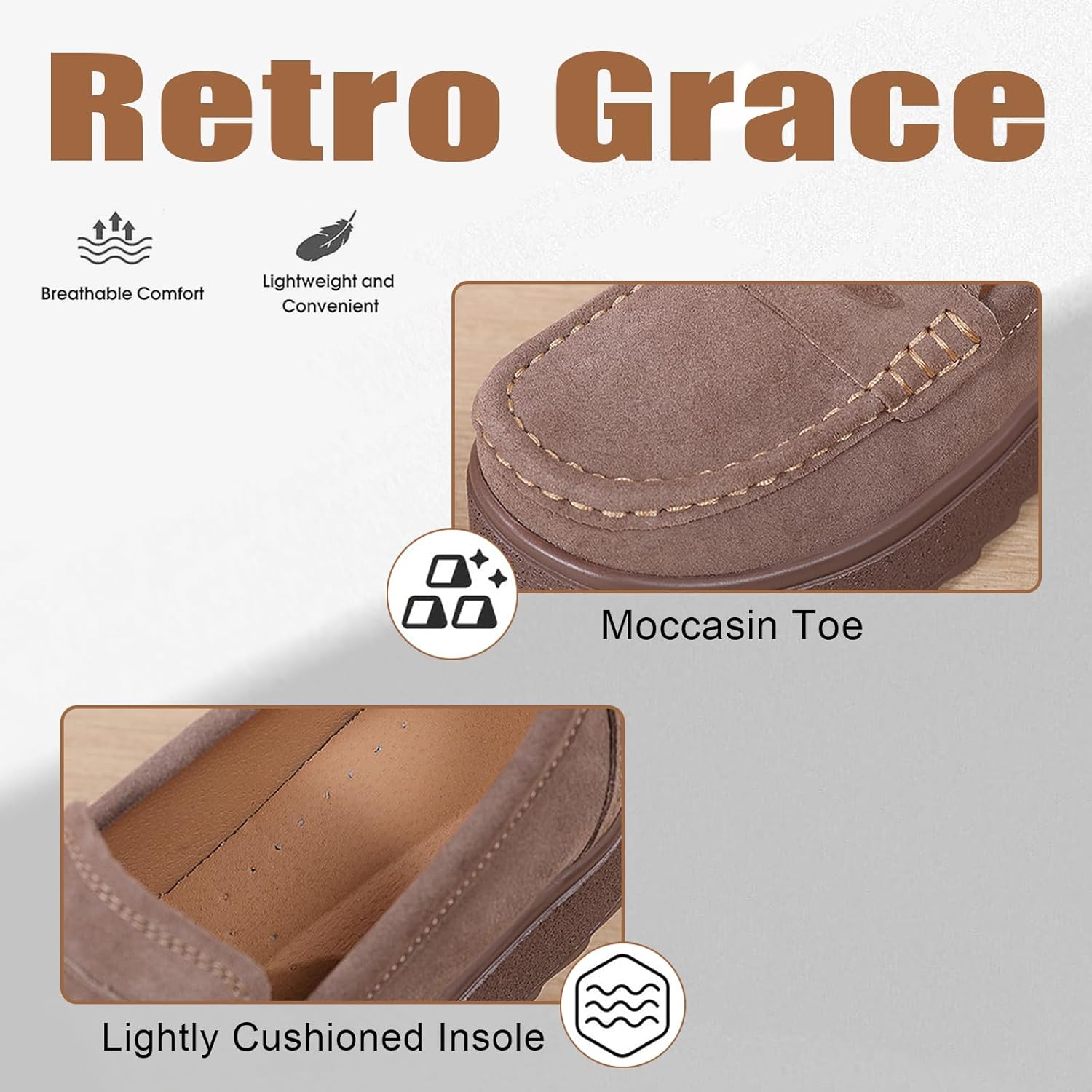 Women's Suede Platform Wedge Soft Slip-On Loafers Moccasin Toe Comfortable Anti-Slip Lug Sole Penny Loafers Business Casual Walking Daily Shoes - Image 6