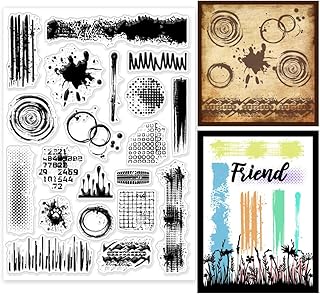 GLOBLELAND Stains Background Clear Stamps Tea Stains Background Silicone Clear Stamp Seals Graffiti Splash Transparent Stamps for DIY Scrapbooking Cards Making Photo Album 8.27x5.83 inch