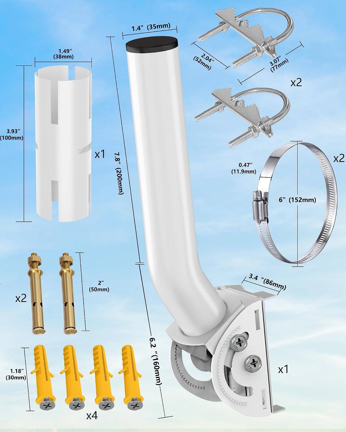 Starlink Mini Standard Wall Mount, Adjustable Tilt 160 Degrees, Starlink Internet Satellite Pole Mounting Kit, Compatible with Starlink Gen 2 and Starlink Mini Dish