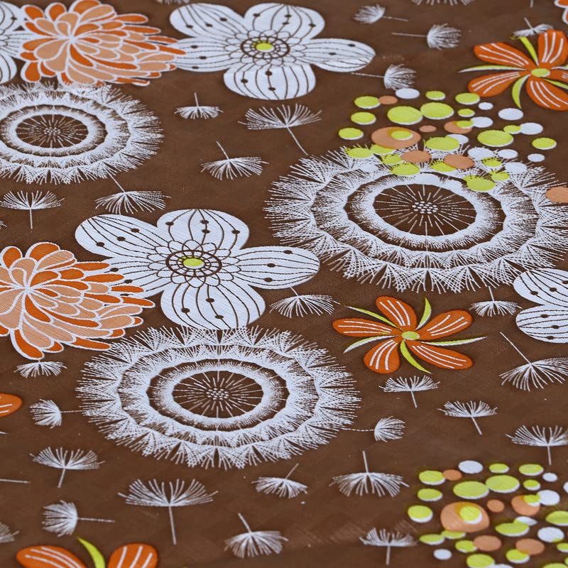 Image of Dakshya Industries Printed PVC Plastic Flowered 4 Seater Round Shape Table Cover (Size- 60 Inches Round)