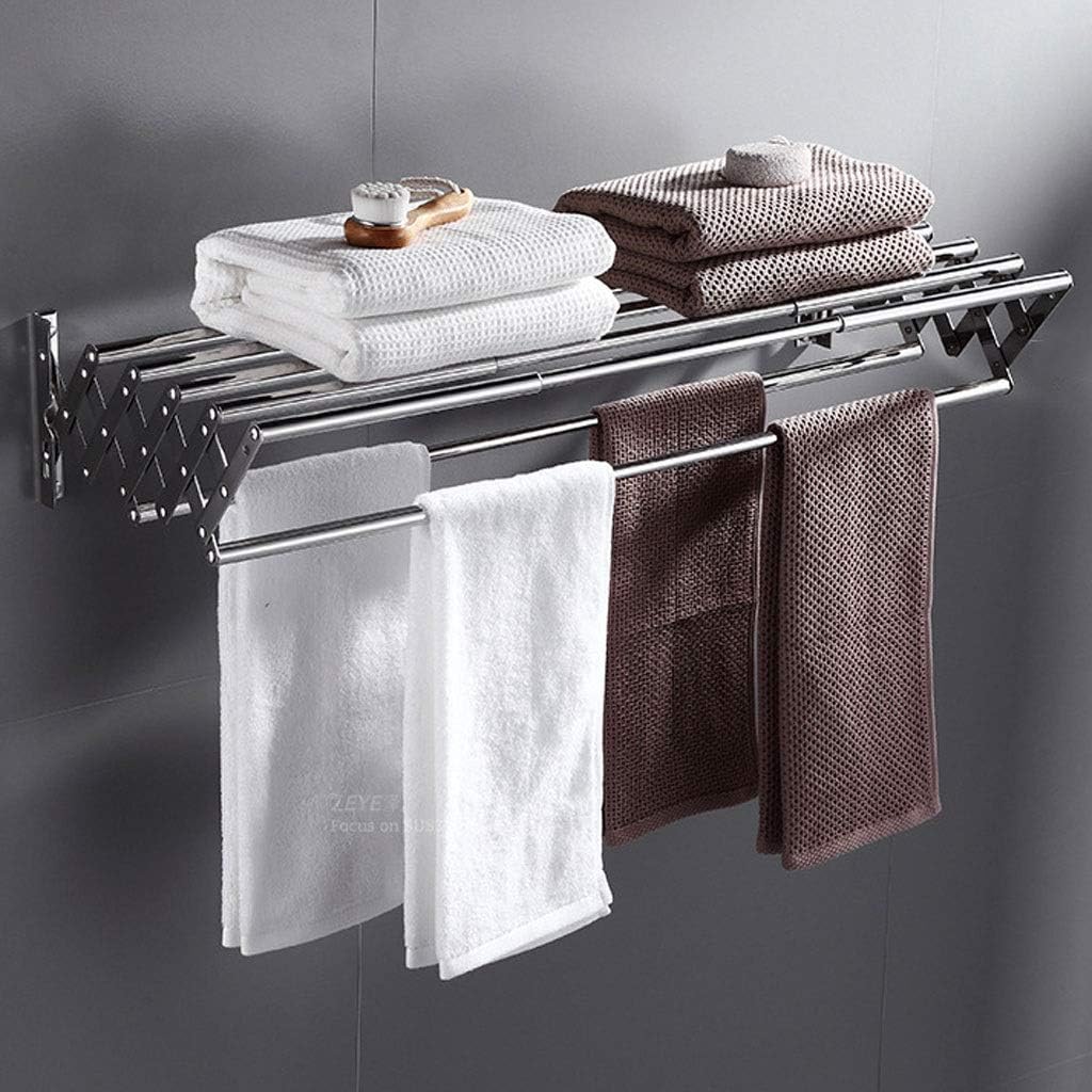 Wall Mounted Stainless Steel Accordion Retractable Drying Rack Clothes Drying Rack for Laundry Room/Bathroom Tower Bar Indoor Outdoor Use Clothes Airer