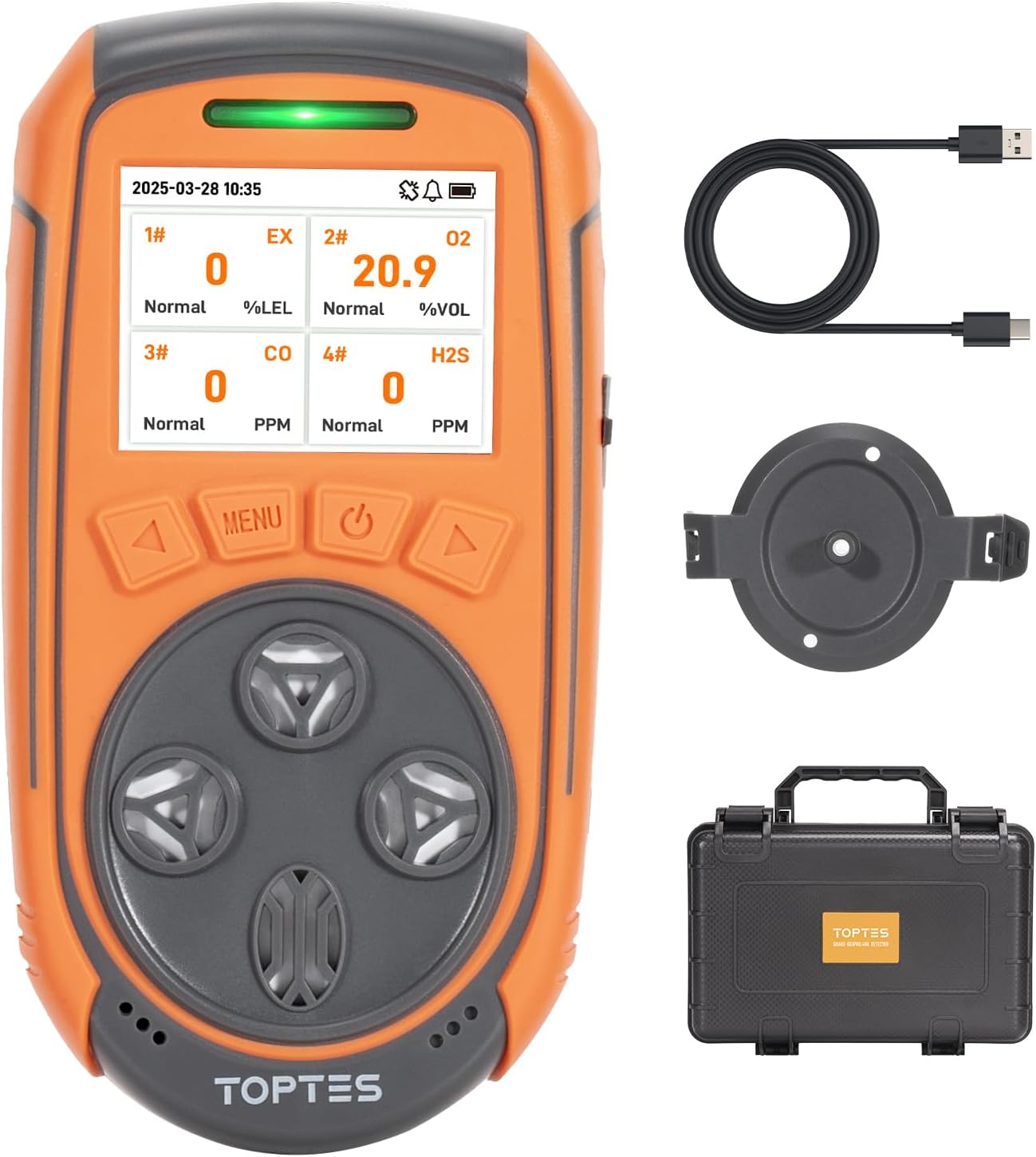 TopTes Guard-863Pro 4 Gas Monitor Multi Gas Detector for H₂S, CO, LEL, and O₂, with TFT Color Screen, Upgraded O₂ Sensor (5-Year Lifespan), USB Data Export, 18h Battery Life, Reliable for Work & Home