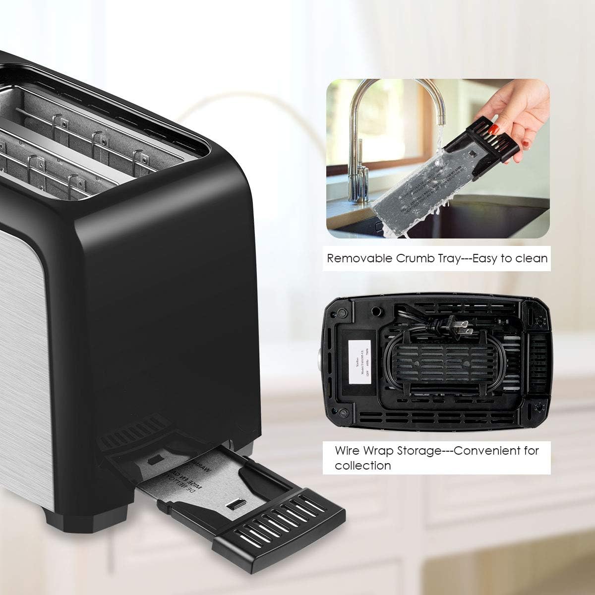 REDMOND 2 Slice Toaster Black Toasters with Pop Up Reheat Defrost Functions Toaster 2 Slice Best Rated Prime