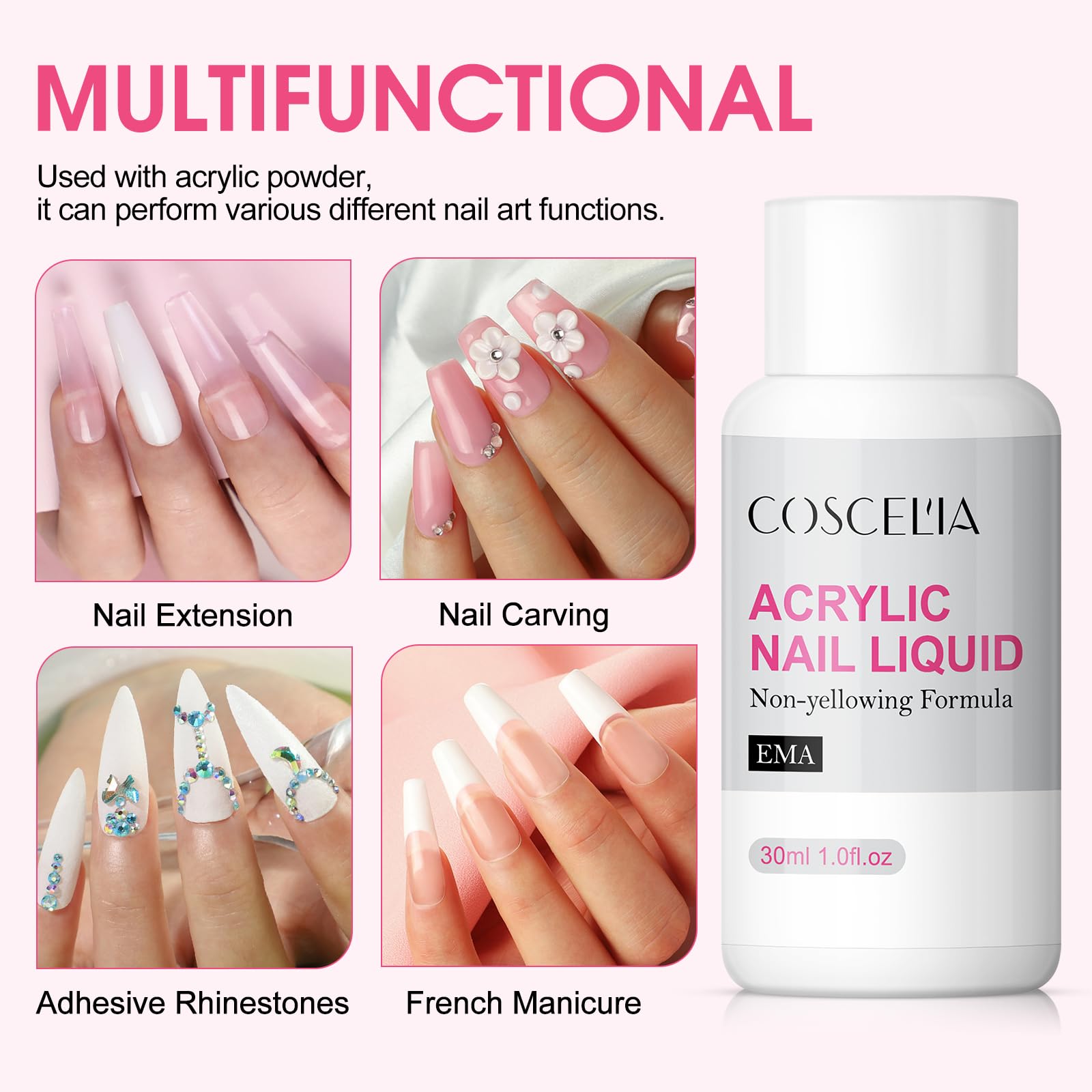 COSCELIA Kit Uñas Acrilicas Completo 21 Colors Acrilico para Uñas Profesional y 30ml Monomero, Glitter Polvo Acrilico para Uñas Acrilico Uñas Extensión Kit para Principiante y Profesional