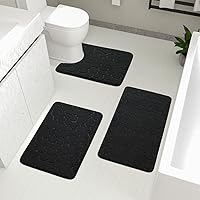 Vista 15 de YIHOUSE Juego de Alfombras de Baño de 2 Piezas Gris Oscuro, Juegos de Alfombras de Baño de Espuma Viscoelástica, Alfombras de Baño Antideslizantes