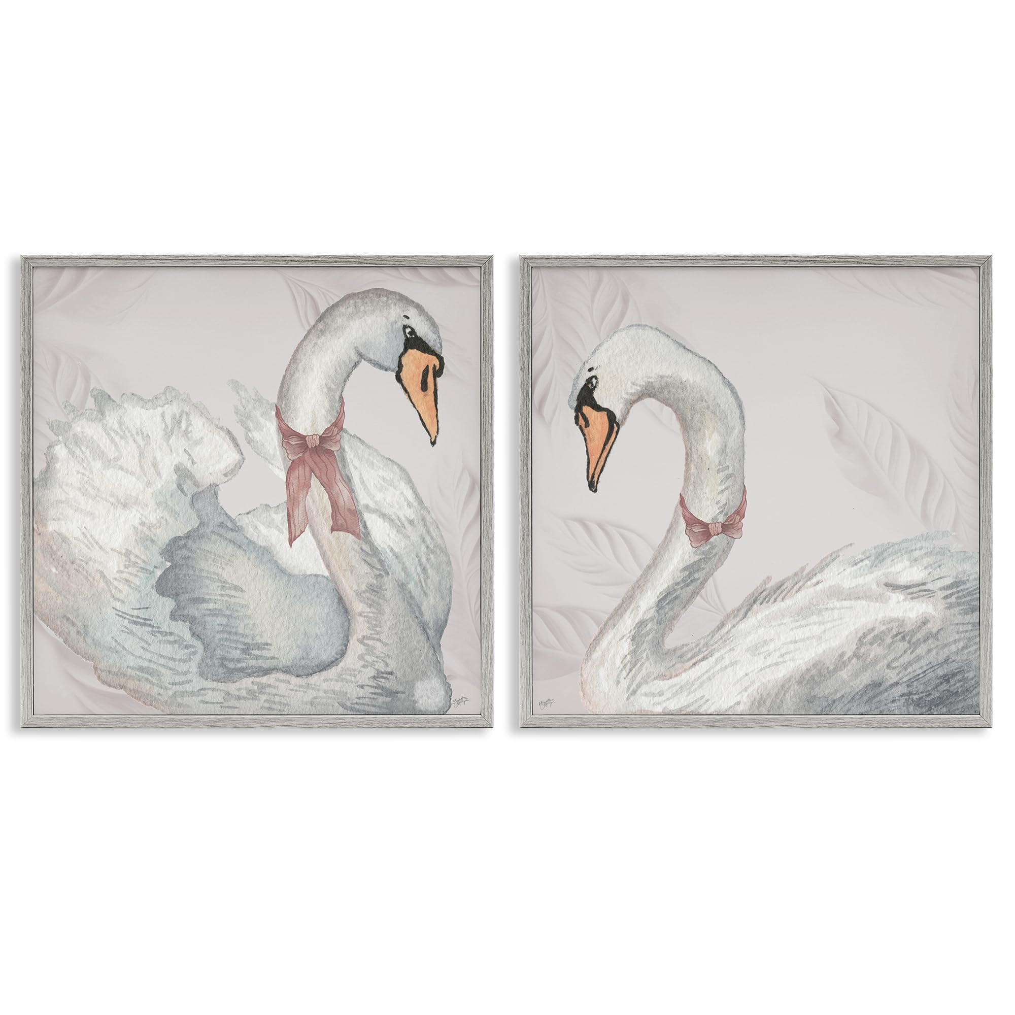 'Classic & Elegant Swans'| 2pc Framed Giclee Art Set 2