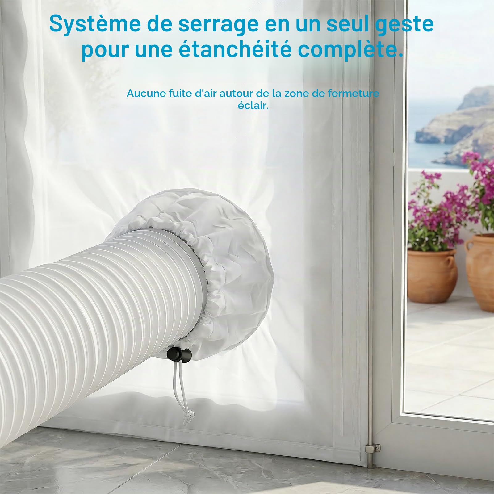Kit d'Étanchéité Porte et Fenêtre pour Climatiseur Mobile Qoosea - 90x210cm avec Passage à Cordon et 7m de Bandes Adhésives pour Portes Coulissantes et Fenêtres