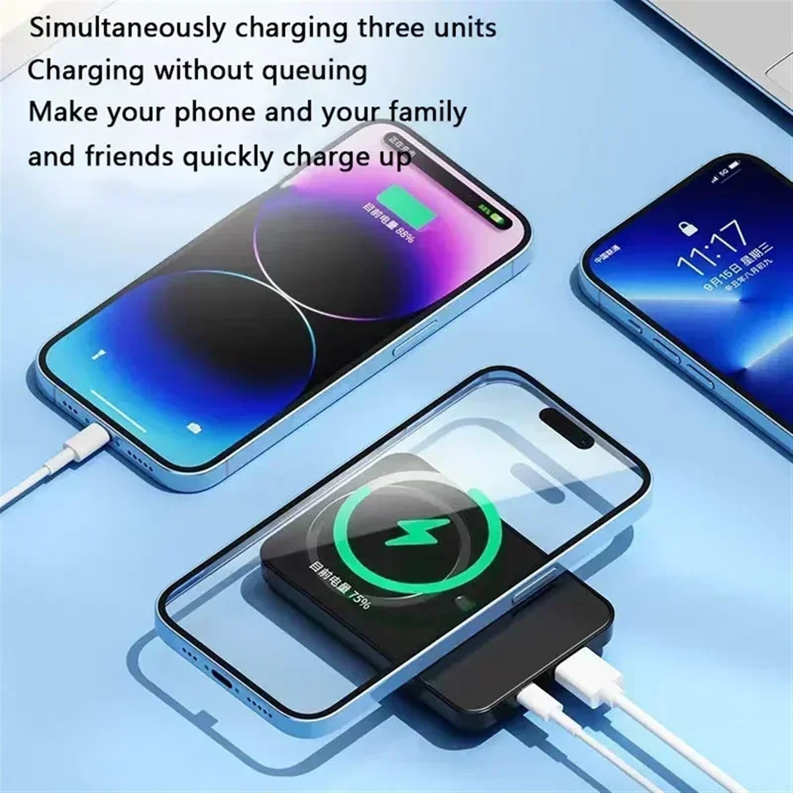 Batterie Externe magnétique Portable 10000mAh, Chargeur Rapide sans Fil, Batterie auxiliaire Externe (Size : White)