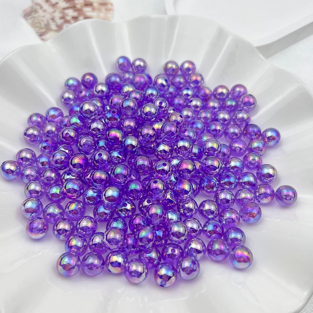 2000 Pcs 4mm Acrylic Round Beads AB Colors Craft Beads Round Spacer Beads with Holes for DIY Craft Making Necklace Bracelet Earring Ornament(22- Deep Purple) - Image 2