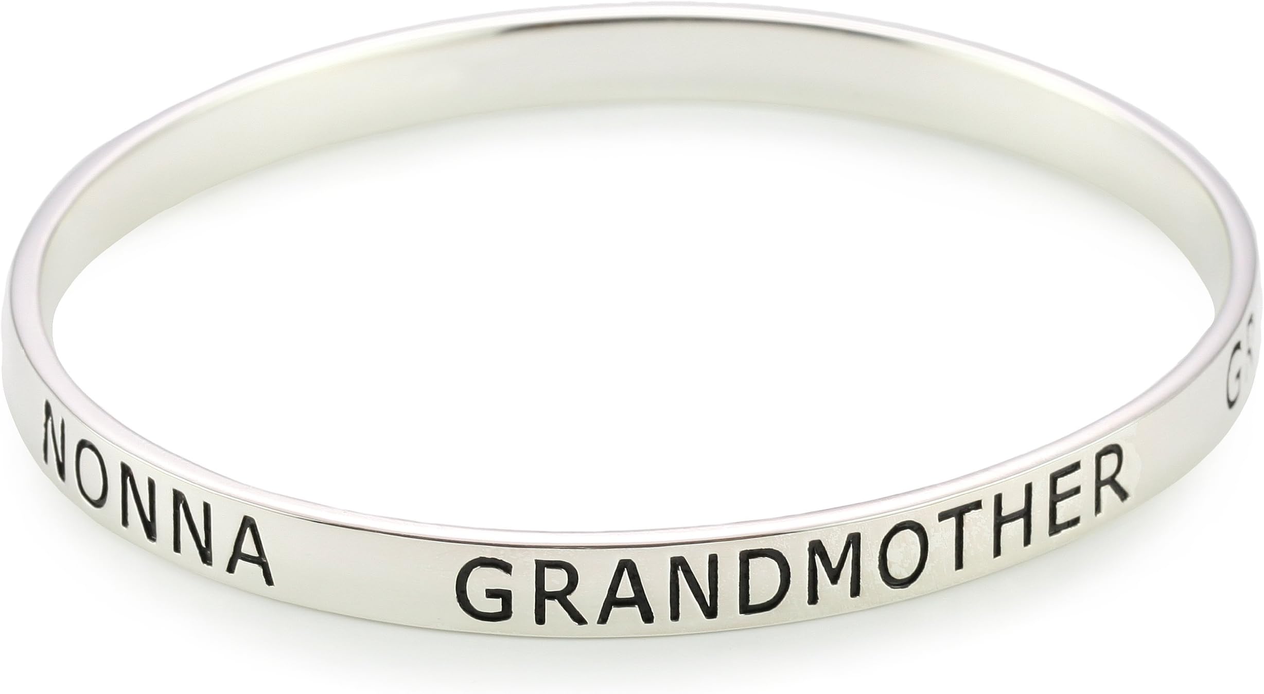 "Sterling Sentiments" Grandmother Non-hinged Bangle Bracelet, 8.5"