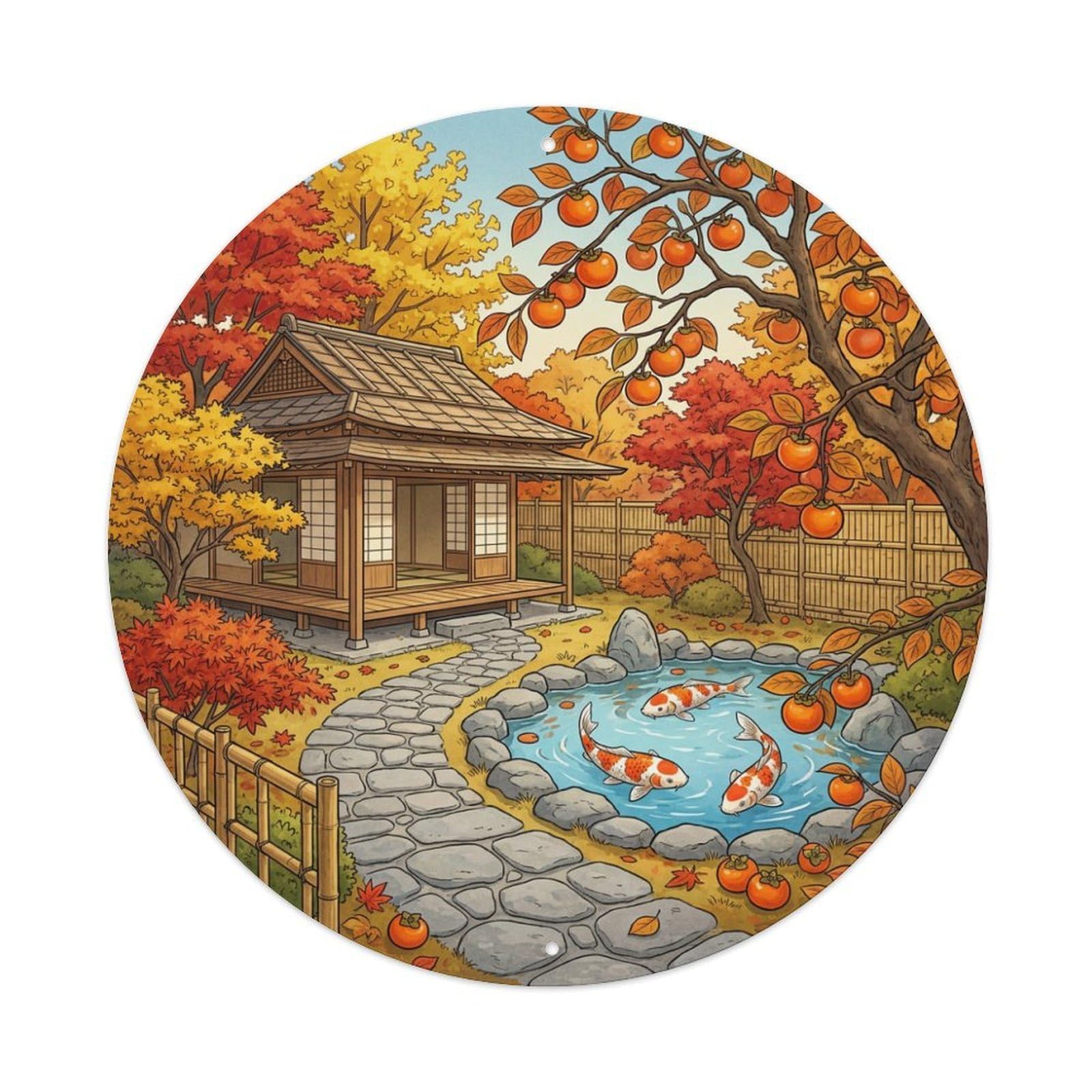 Tgrcjimh Style Metal Tin Sign Japanese Koi Fish Autumn Orange Harvest