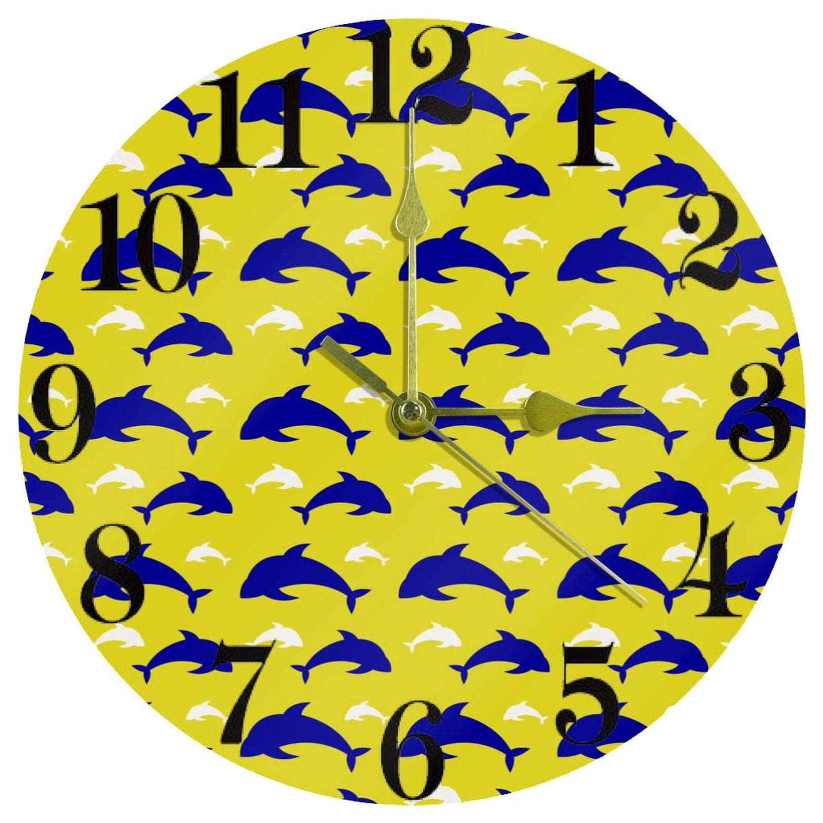 Horloge murale nautique de précision 25,4 cm jaune dauphin durable à piles