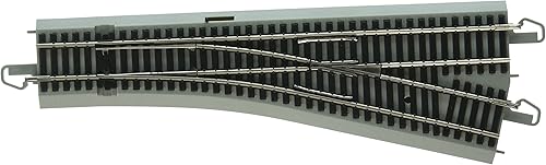 Bachmann Trenes - E-Z COMMAND DCC EQUIPPED #4 TURNOUT - DERECHA - PISTA E-Z DE PLATA NÍQUEL Con Roadbed Gris - Escala HO