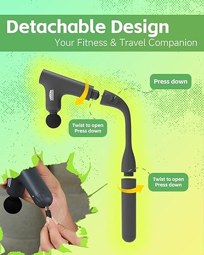 Miniatura 4 de Pistola de masaje de espalda con mango extendido para áreas de difícil acceso, masajeador convertible de tejido profundo con diseño desmontable para