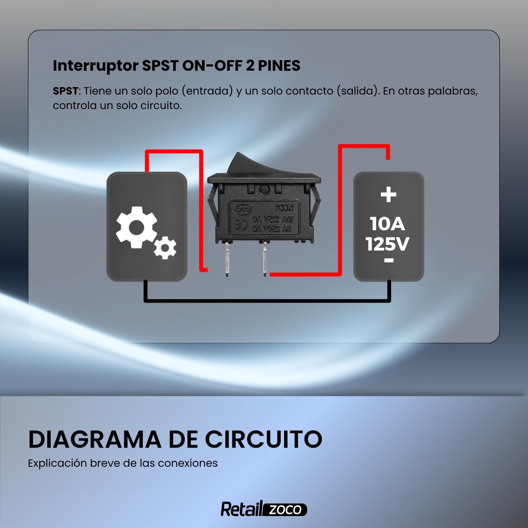 Interruptor Basculante SPST ON/OFF 2 pin, 5 Unidades - imagen 6