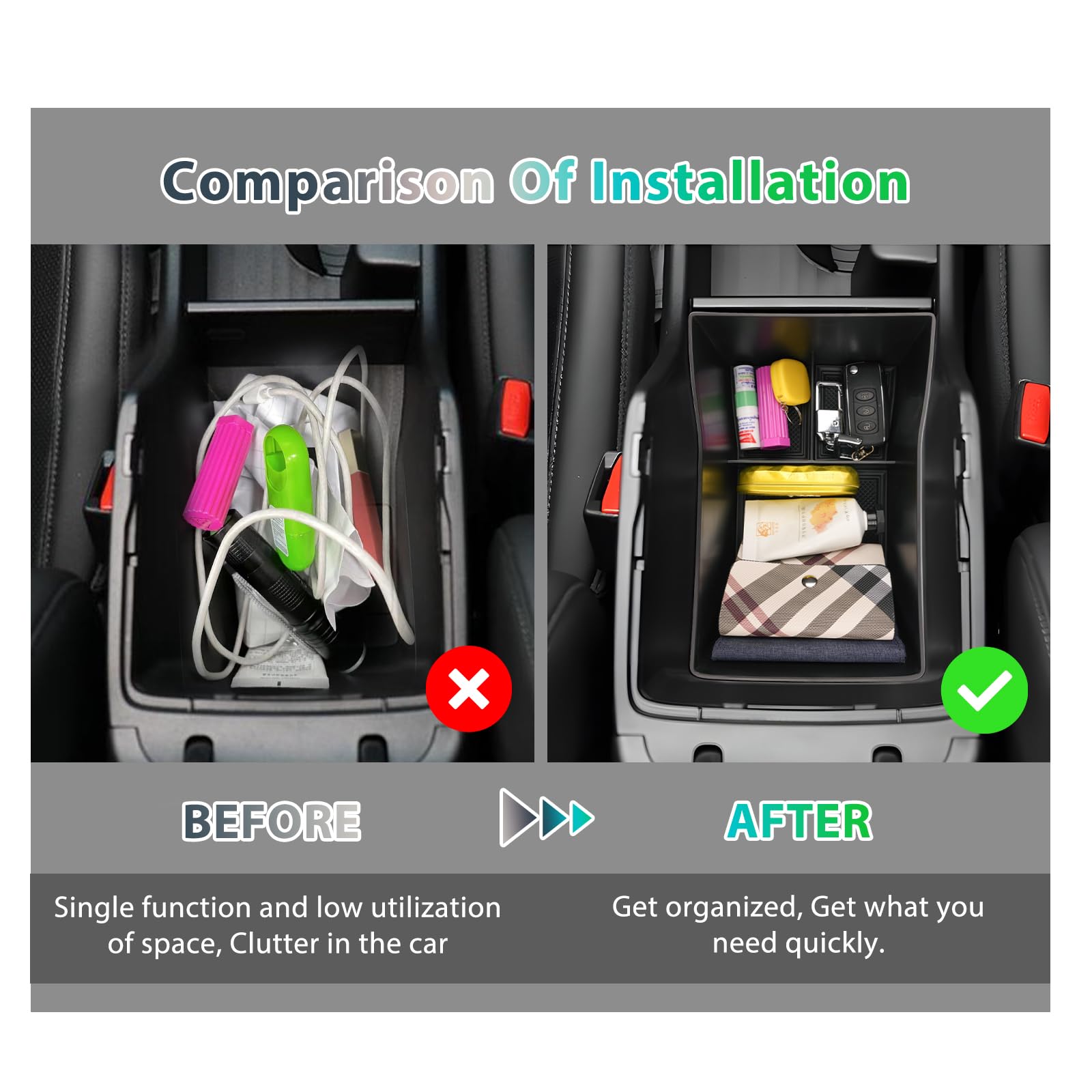GAFAT Compatibile con Hyundai Kona SX2 2024 2025 2026 (Elettronico Automatico) Contenitore Portaoggetti per Console Centrale, Braccioli Vano Portaoggetti, Accessori Kona SX2 (Nero)