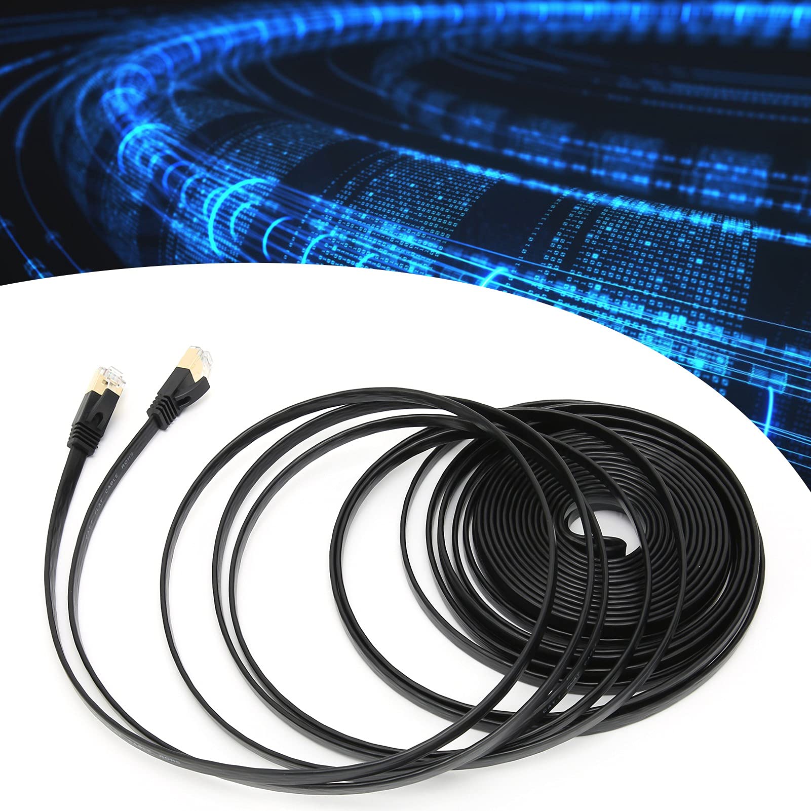Fafeicy Cavo di Rete, Cavo Ethernet CAT7, Esterno e Interno, Cavo di Rete LAN Ad Alta velocità per Carichi Pesanti 10 Gbps, 600 Mhz con Oro, Cavi Ethernet di Categoria 7 (#10)