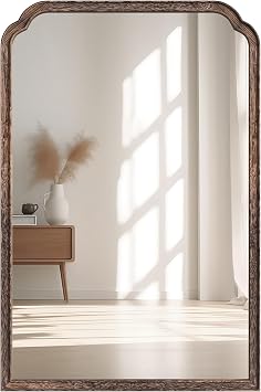 Acovy 24"x36" Solid Wood Bathroom Mirror for Wall Mounted,Wooden Framed Wall Mirror with Tempered Glass Home Decorative for Living Room Bedroom Vanity Mirror Entryway Mirror,Rustic Brown