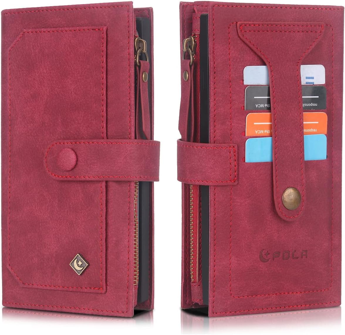 Flip Case for iPhone 8 and iPhone SE 2020/2022,Multi-Function Leather Wallet Cover Zipper Pocket Card Slot Magnetic Detachable Case