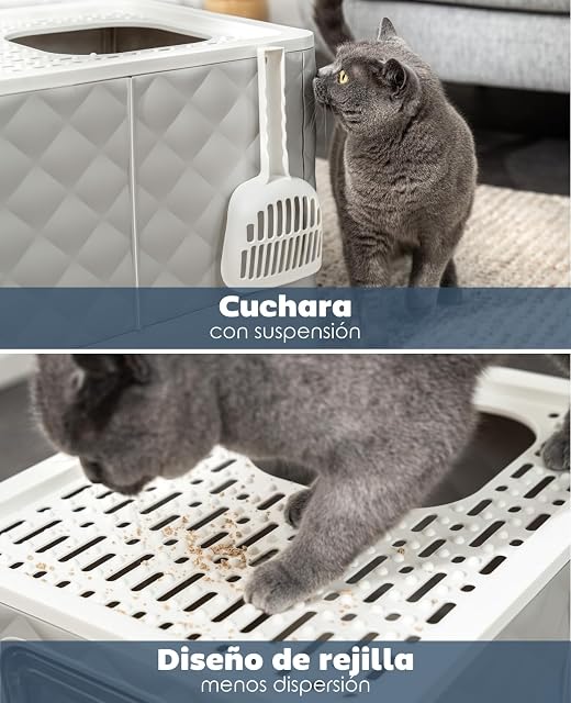 Foto 4 de 5 de lionto Caja de Arena para Gatos con cajón y Pala, 50,5x40,8x37 cm