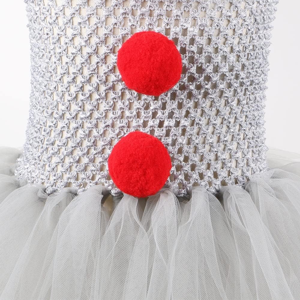 Girls Clown Tutu Dress Costume Halloween Cute Clown Cosplay Dress up for Kids