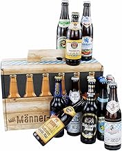 mei LebensGfui Bavariashop Beer Gift Men's Handbag • 12 Different Bavarian Beer Types in Beer Box as a Tasting Set • Beer Tasting Set for Men, brown