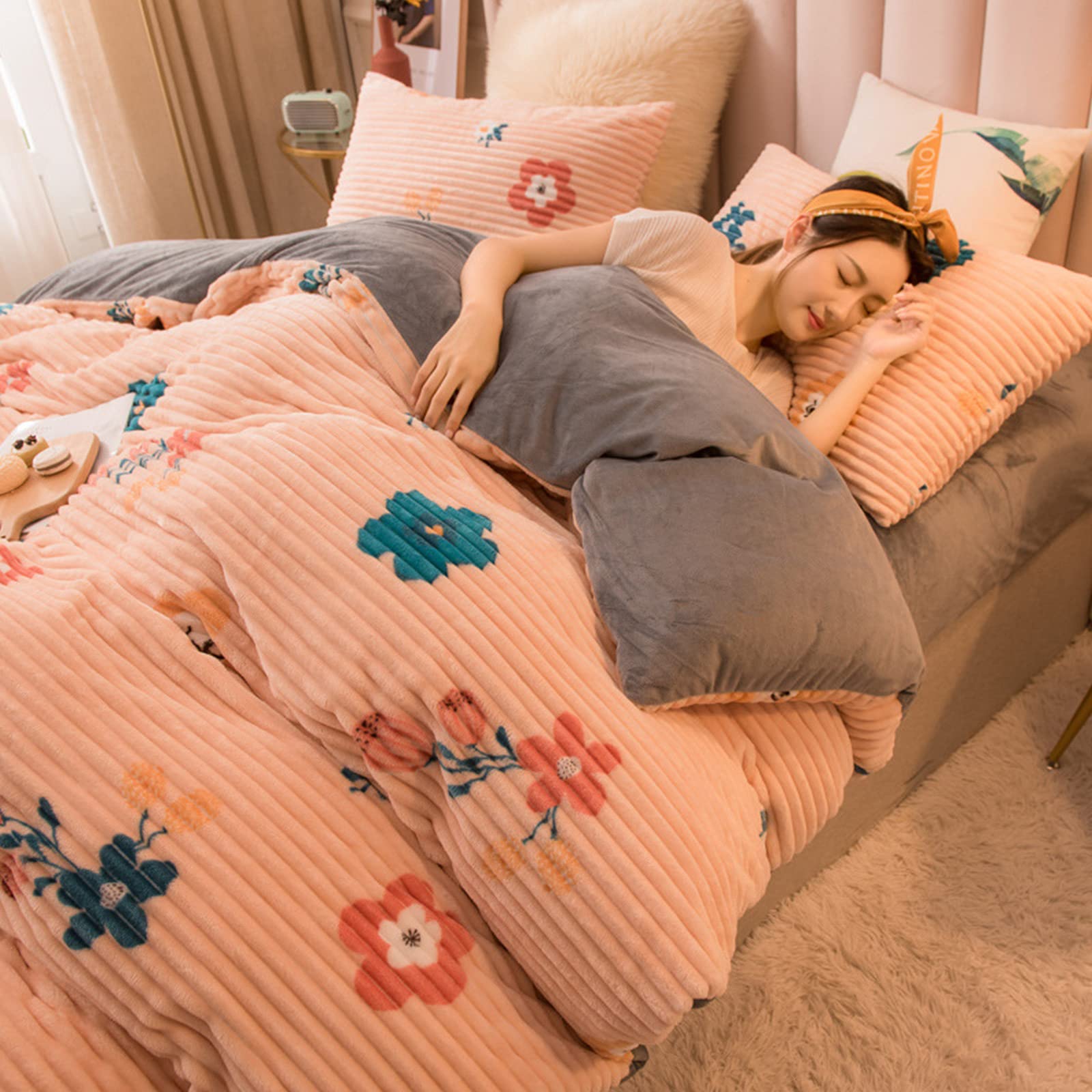 Couverture de couette en velours chaud pour cocooning d'hiver couleur unie