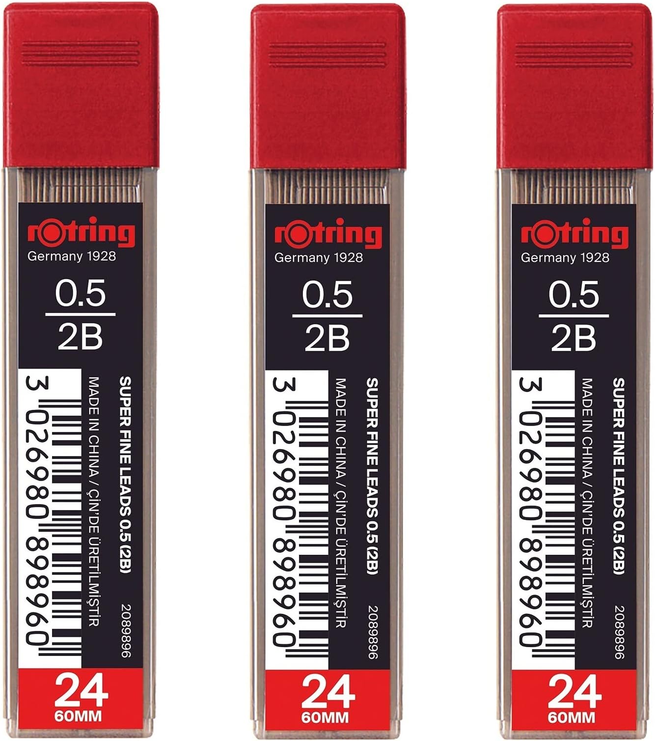rOtring 0.5mm 2B Super Polymer Pencil Lead - Pack of 3 Tubes - 72 Leads in Total - Refills for Mechanical Pencils