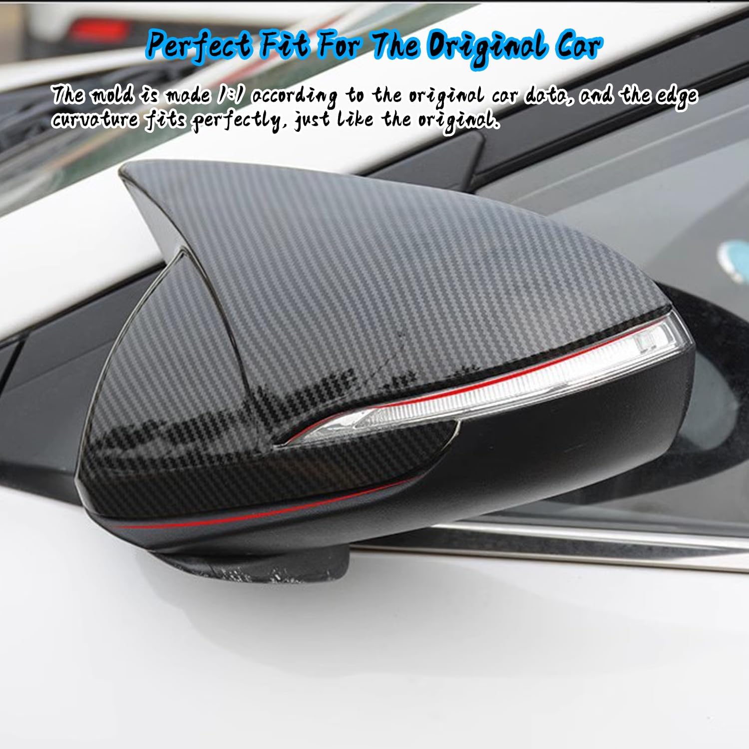 Blazeray Car Styling ABS Door Ox Horn Rear View Mirror Shell Cover Caps Trim Exterior Decoration Accessories For Hyundai Elantra 2017 2018 2019 2020(Carbon Fiber)