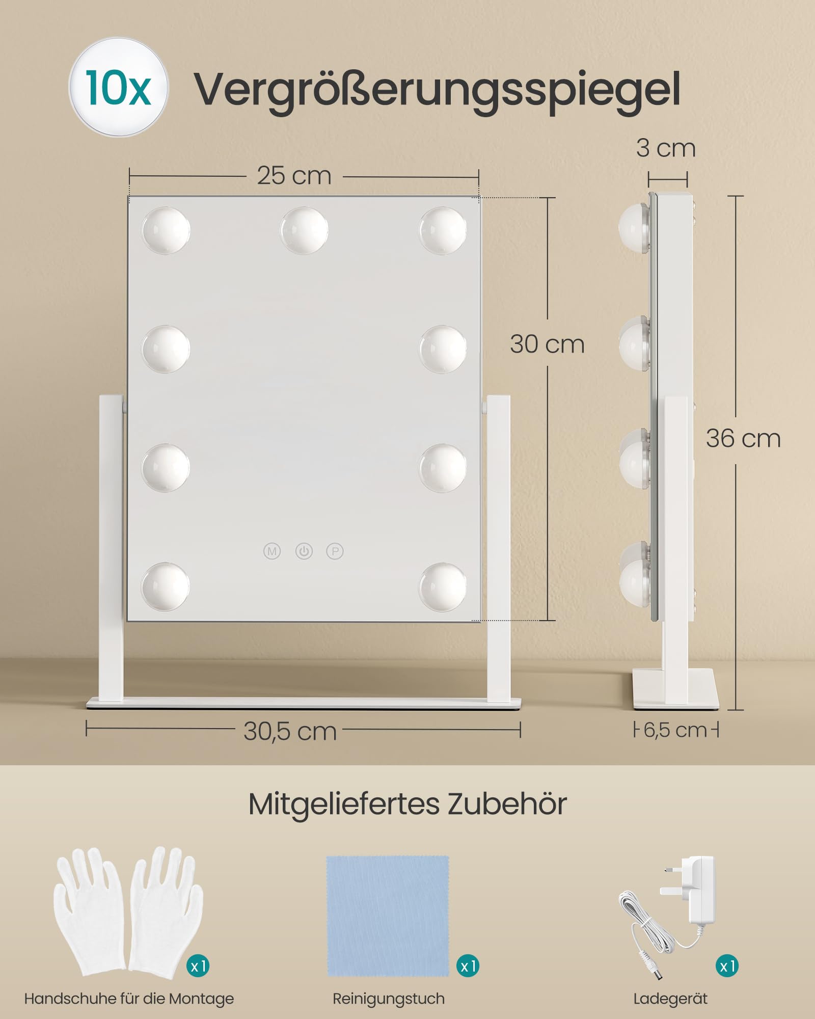 Songmics Hollywood Schminktischspiegel 25L – Bild 5